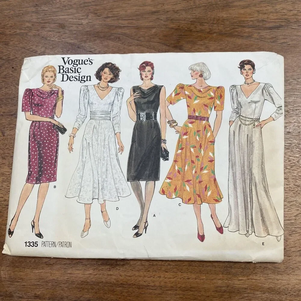 Vintage Vogue Sewing Pattern 1335 Basic Design Dress in 3 lengths Size 6-8-10